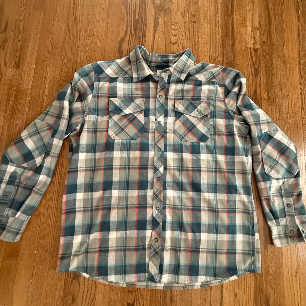 L.L. Bean Blue and White Plaid Casual Button Down Shirt